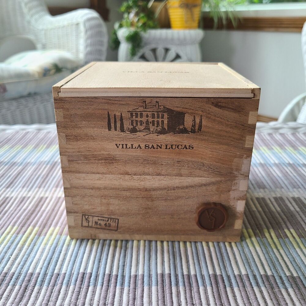 Vintage Villa San Lucas EMPTY Wood Candle Box Repurpose Craft Mini Storage Crate